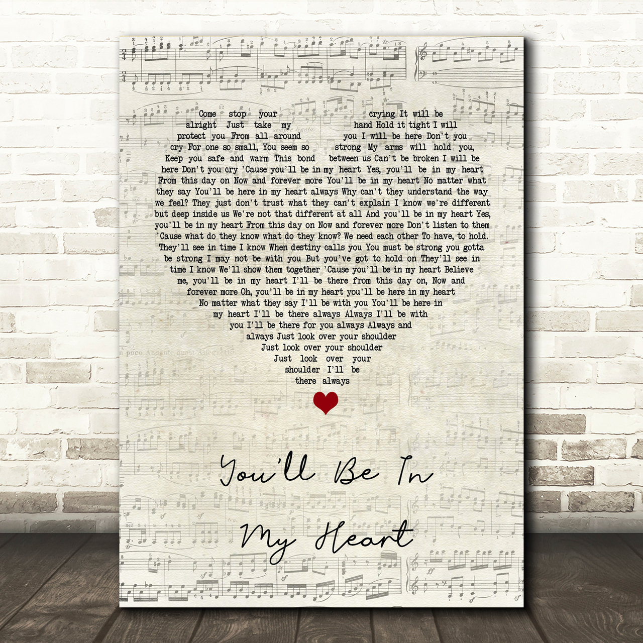 Phil Collins You'll Be In My Heart Script Heart Song Lyric Print phil collins youll be in my heart script heart song lyric print 4040