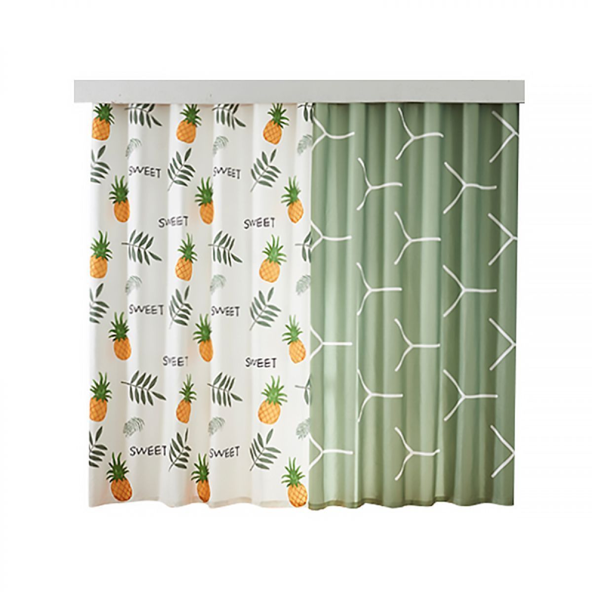 pineapple pattern white printed window curtain home decor 3087