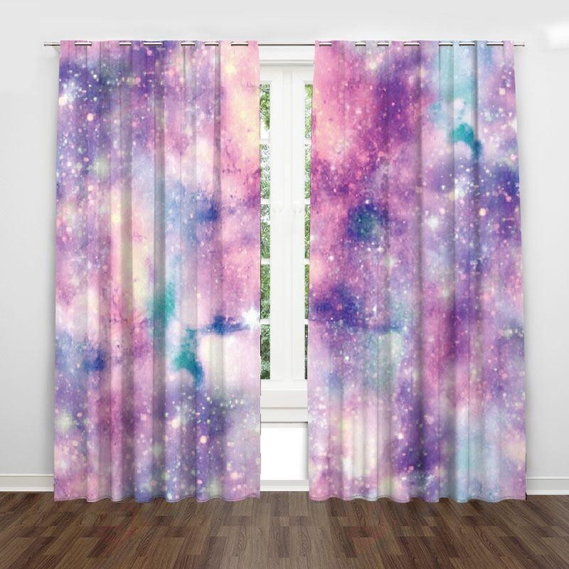 pink starry night window curtain home decor 3031