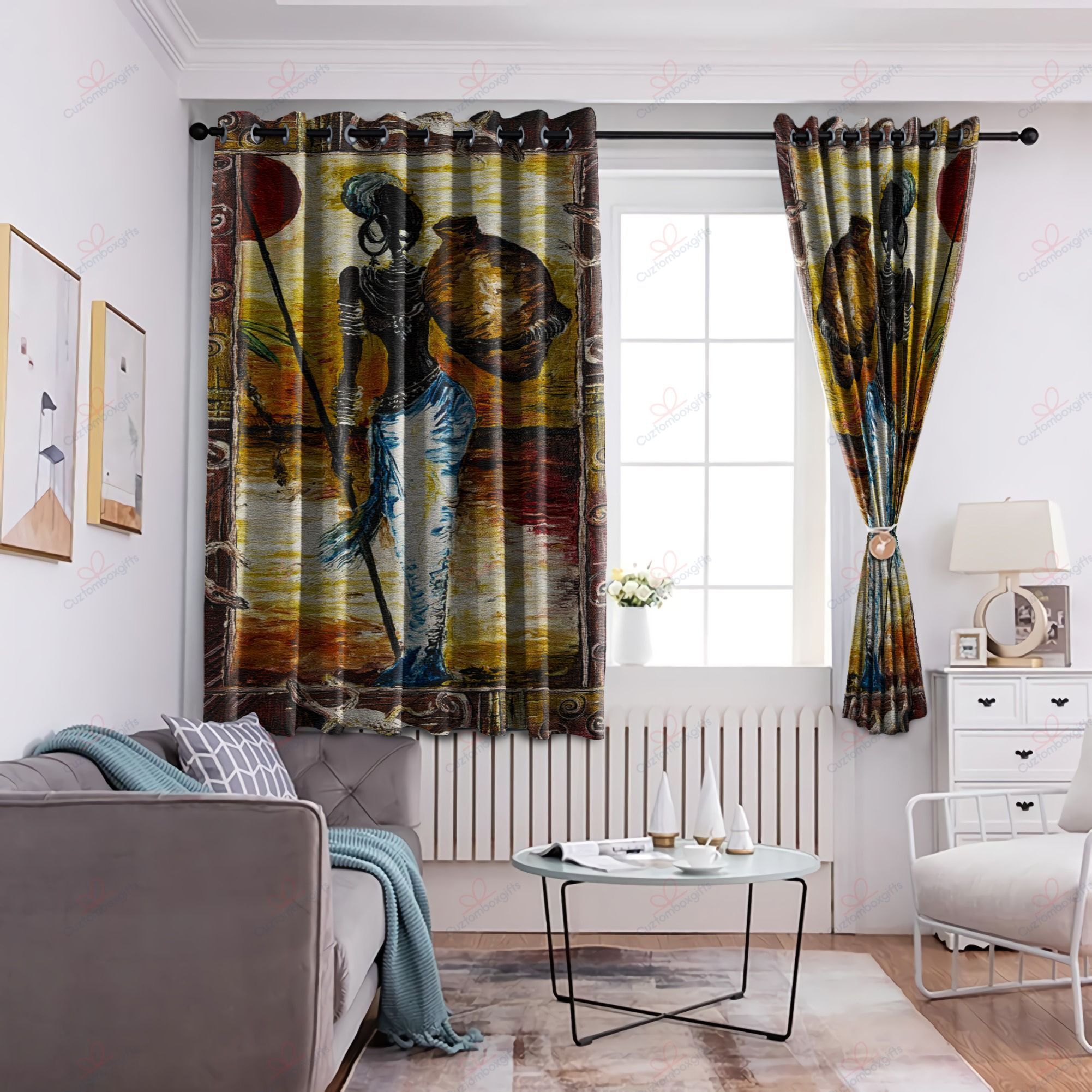 pinturas africanas printed window curtain home decor 3675
