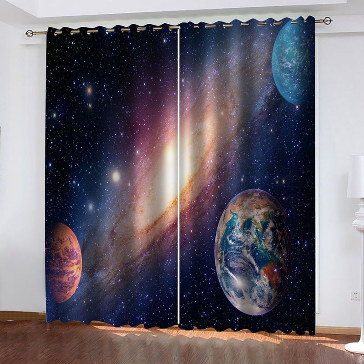 planets in the space printed window curtain home decor 8320