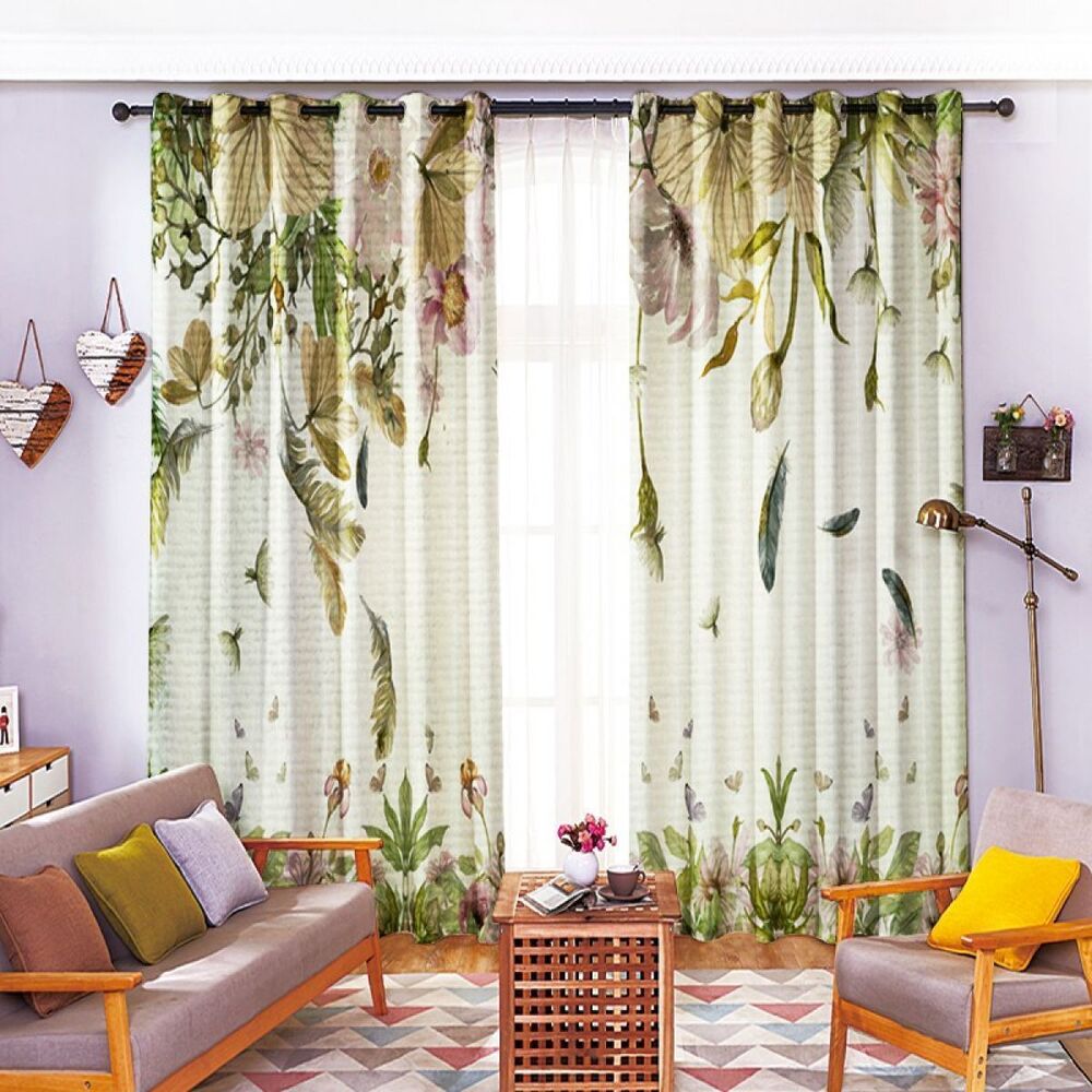 Plants Background Printed Window Curtain Home Decor plants background printed window curtain home decor 3460