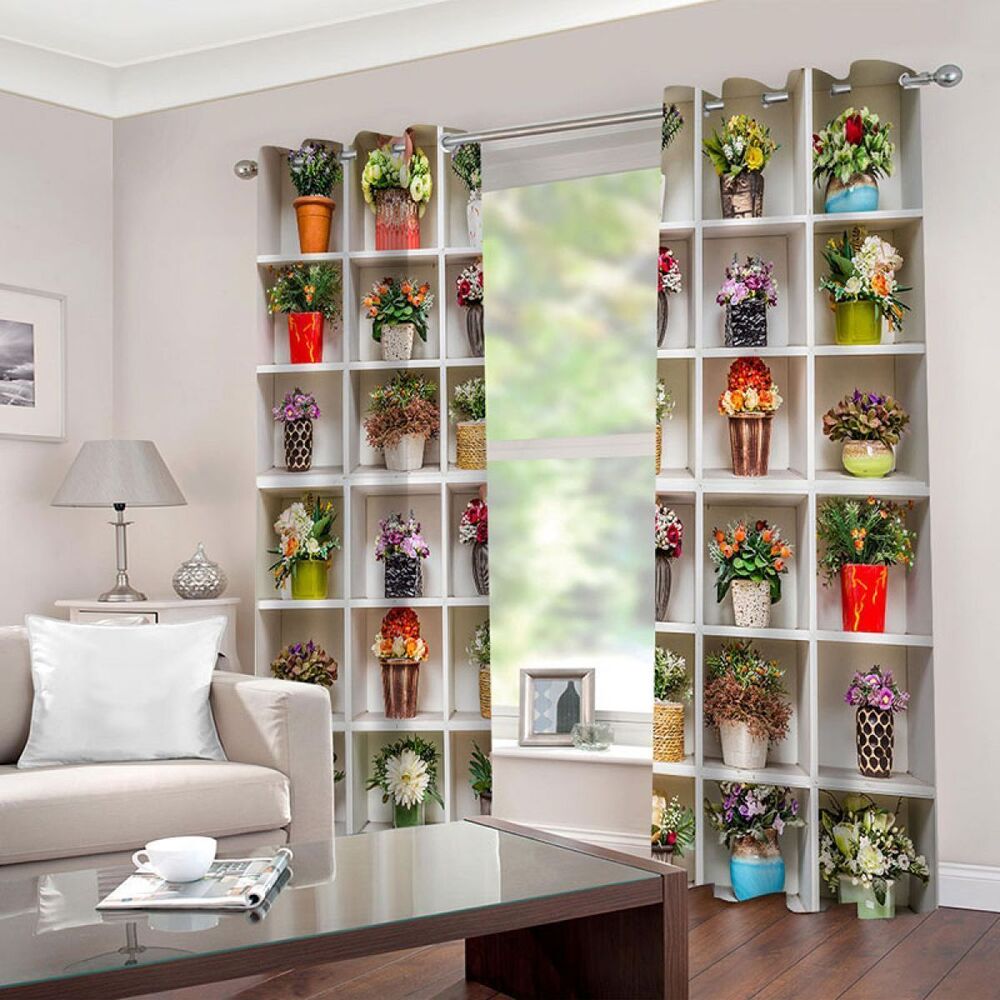 Plants Miniscape On The Shelf Printed Window Curtain Home Decor plants miniscape on the shelf printed window curtain home decor 6751