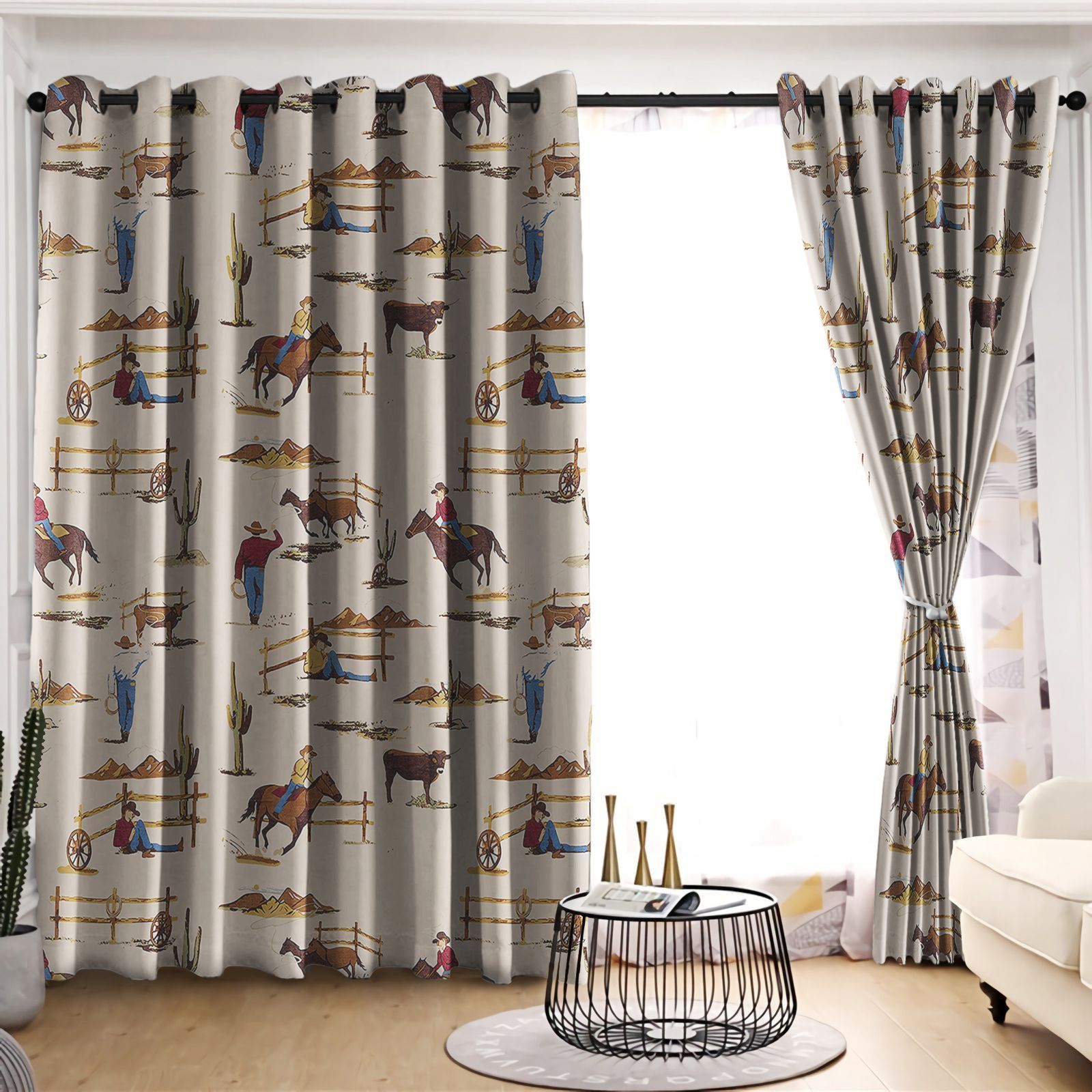 Precious Moments Of Cowboy Printed Window Curtain Home Decor precious moments of cowboy printed window curtain home decor 4000