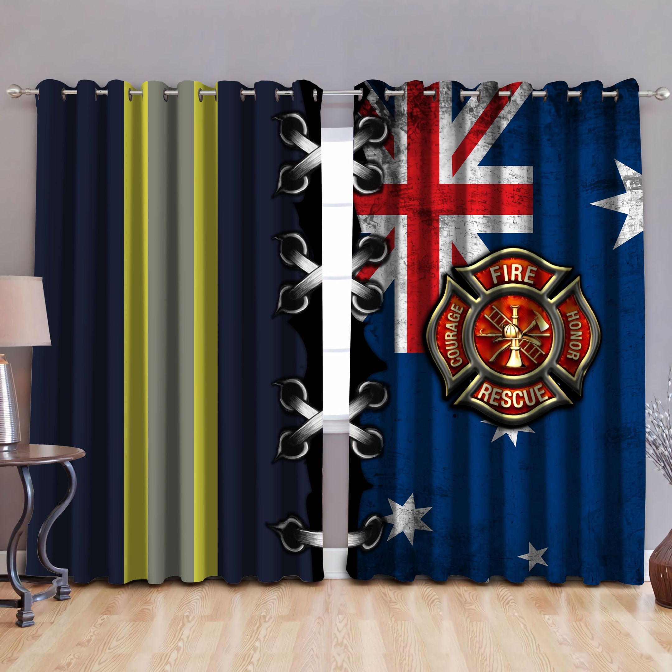 proud australian firefighter blackout thermal grommet window curtains 3858