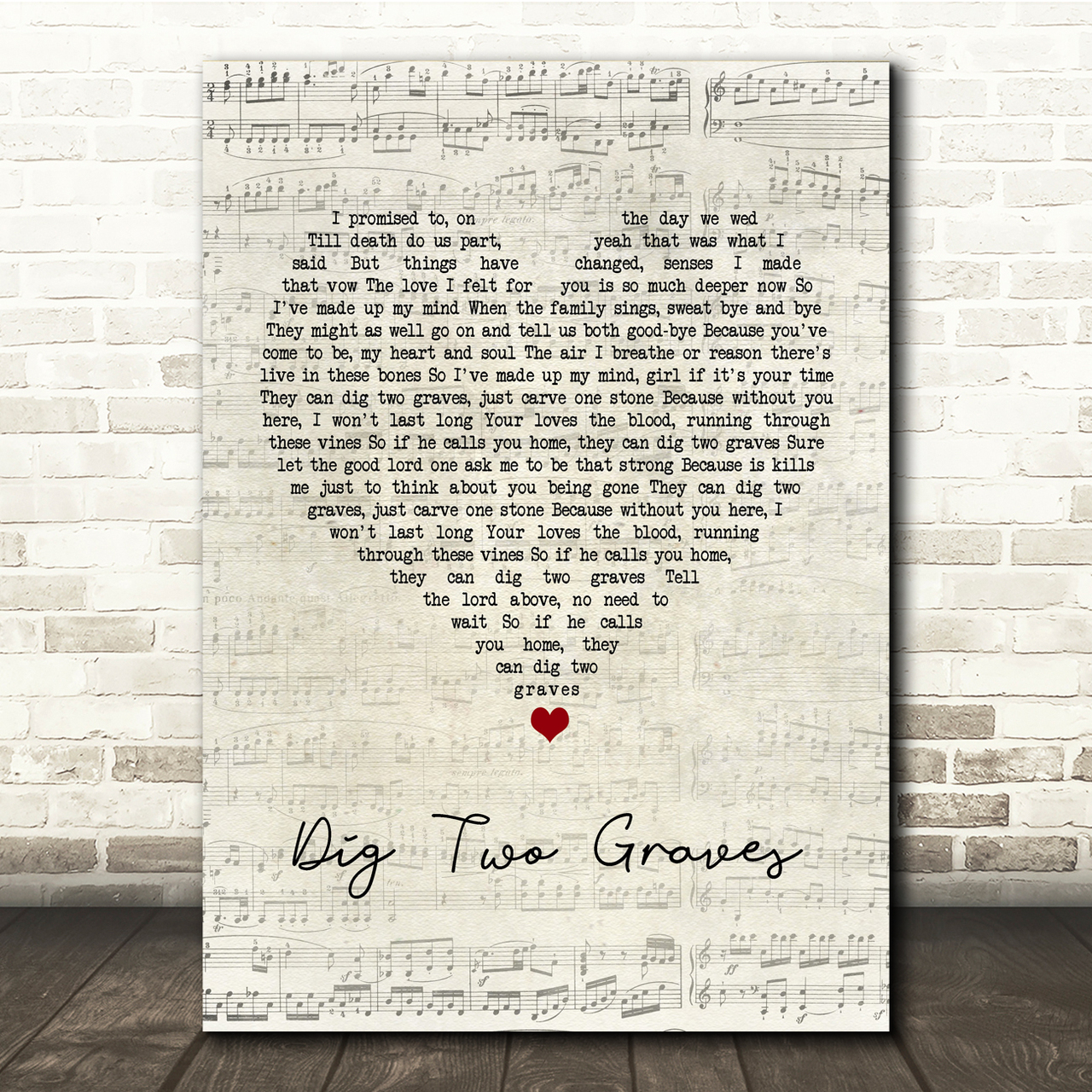 randy travis dig two graves script heart song lyric music print 5364