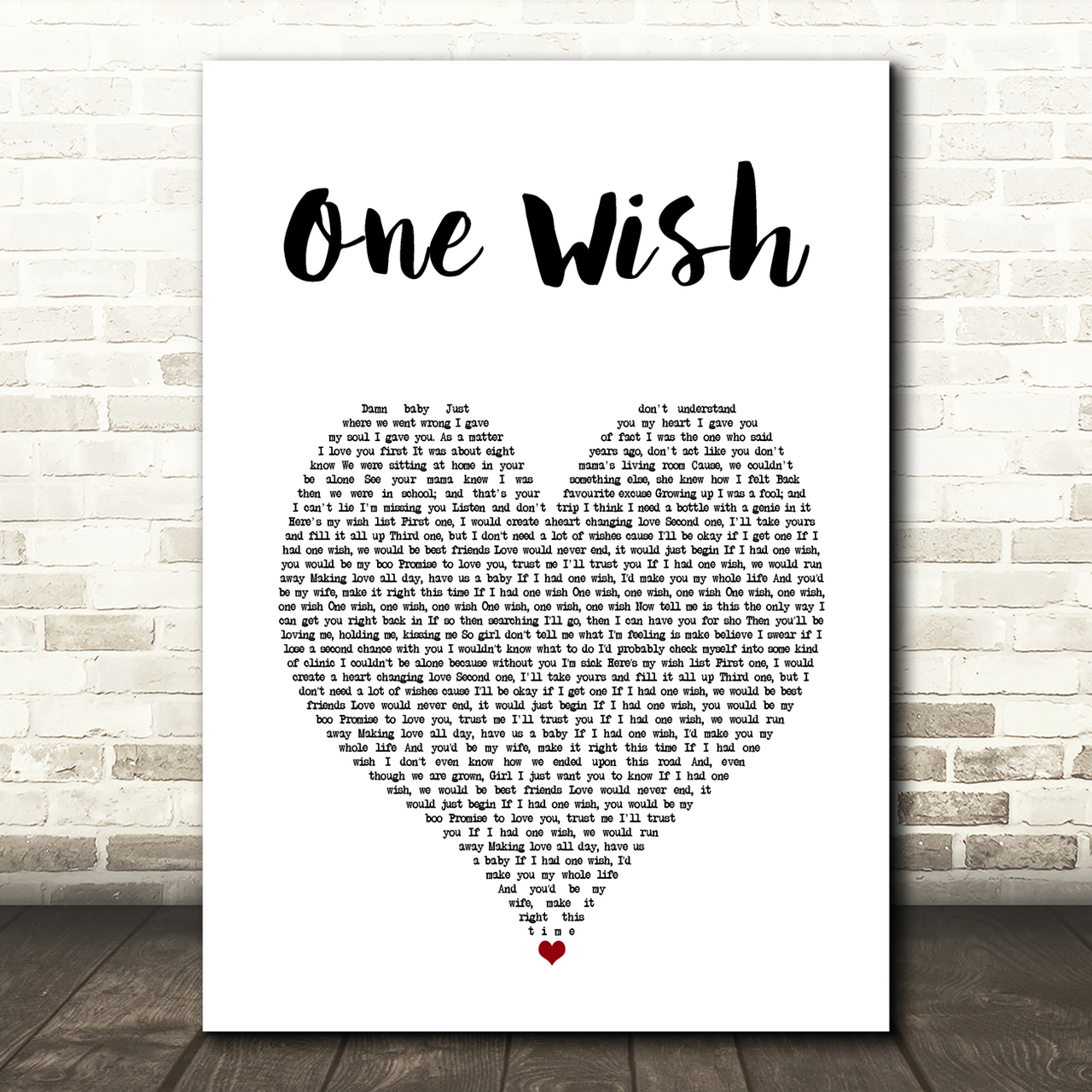 ray j one wish white heart song lyric art print 6522