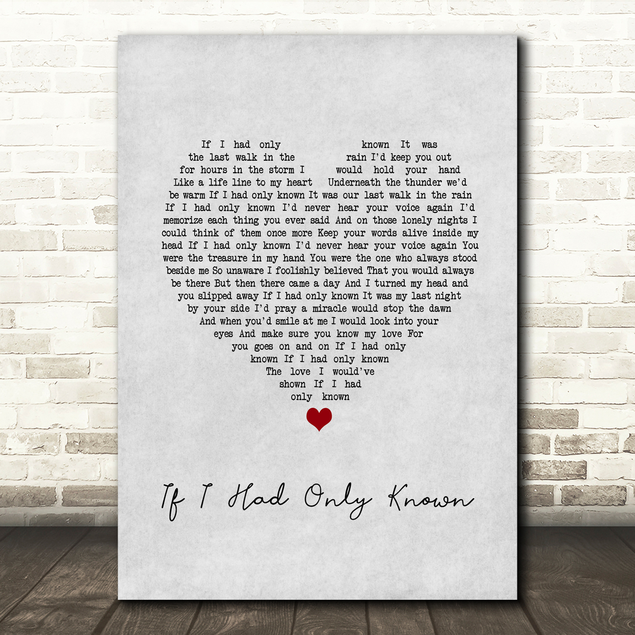reba mcentire if i had only known grey heart song lyric wall art print 8112