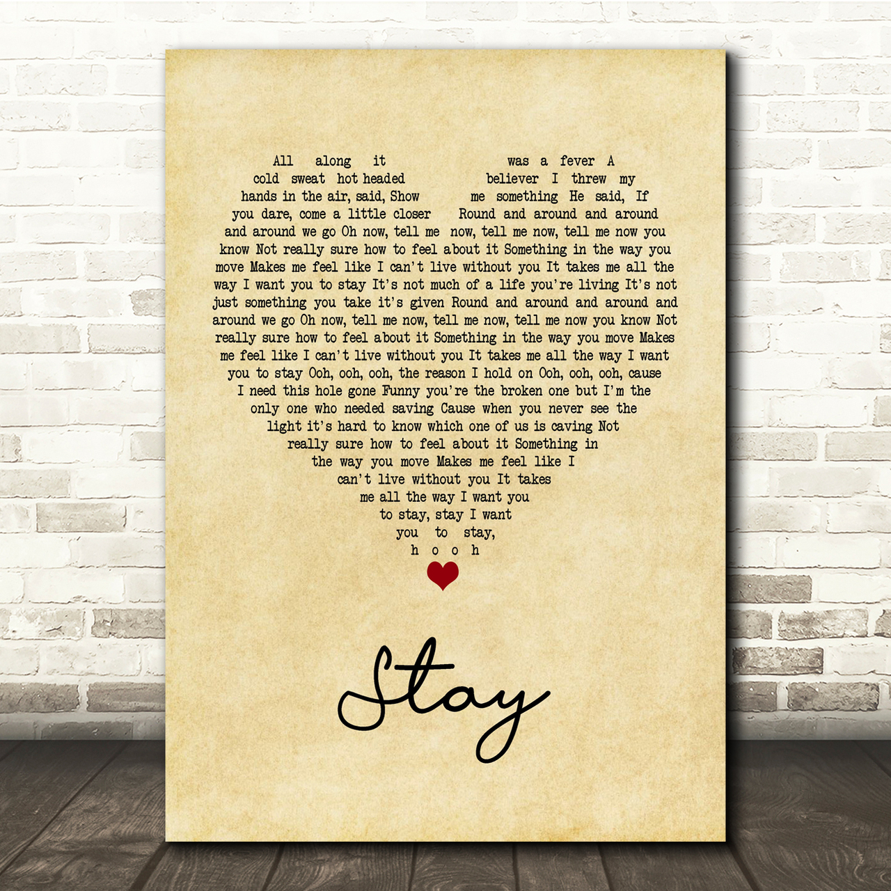 rihanna ft mikky ekko stay vintage heart song lyric music print 3500
