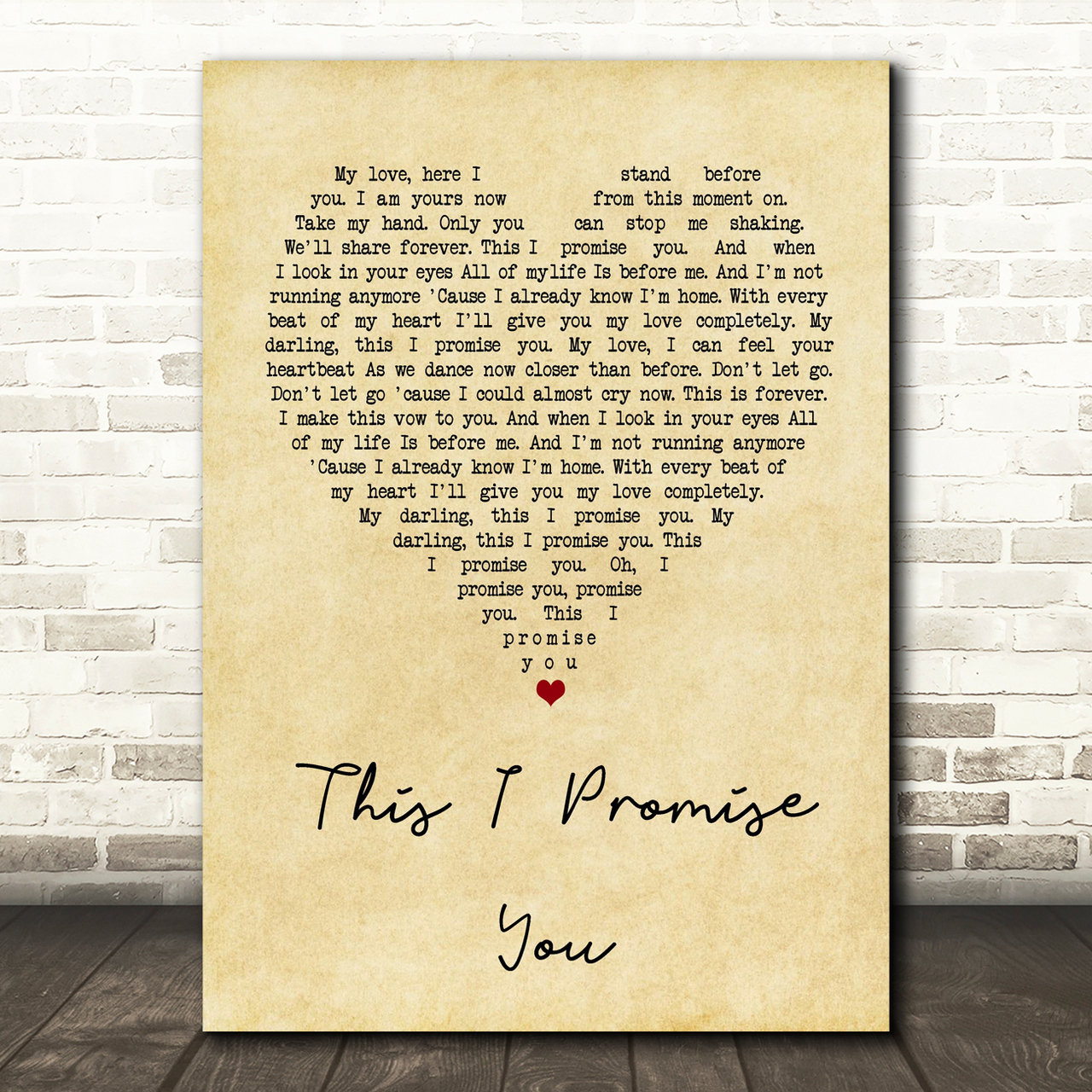 ronan keating this i promise you vintage heart song lyric quote print 2005