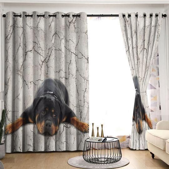 rottweiler land cracked soil printed window curtain home decor 3136