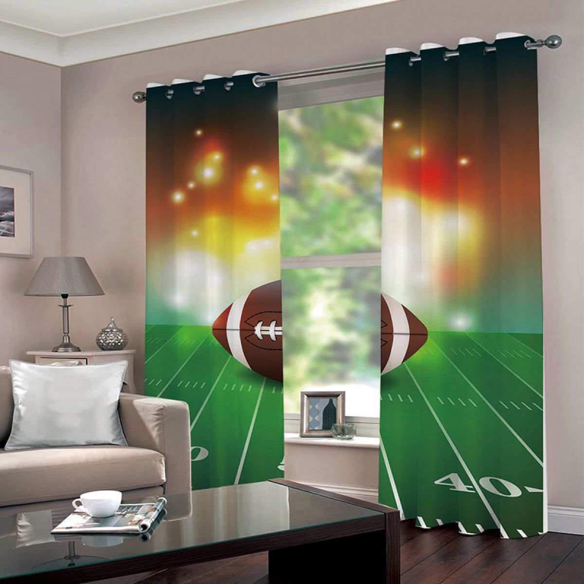 rugby in stadium printed window curtain home decor 2768