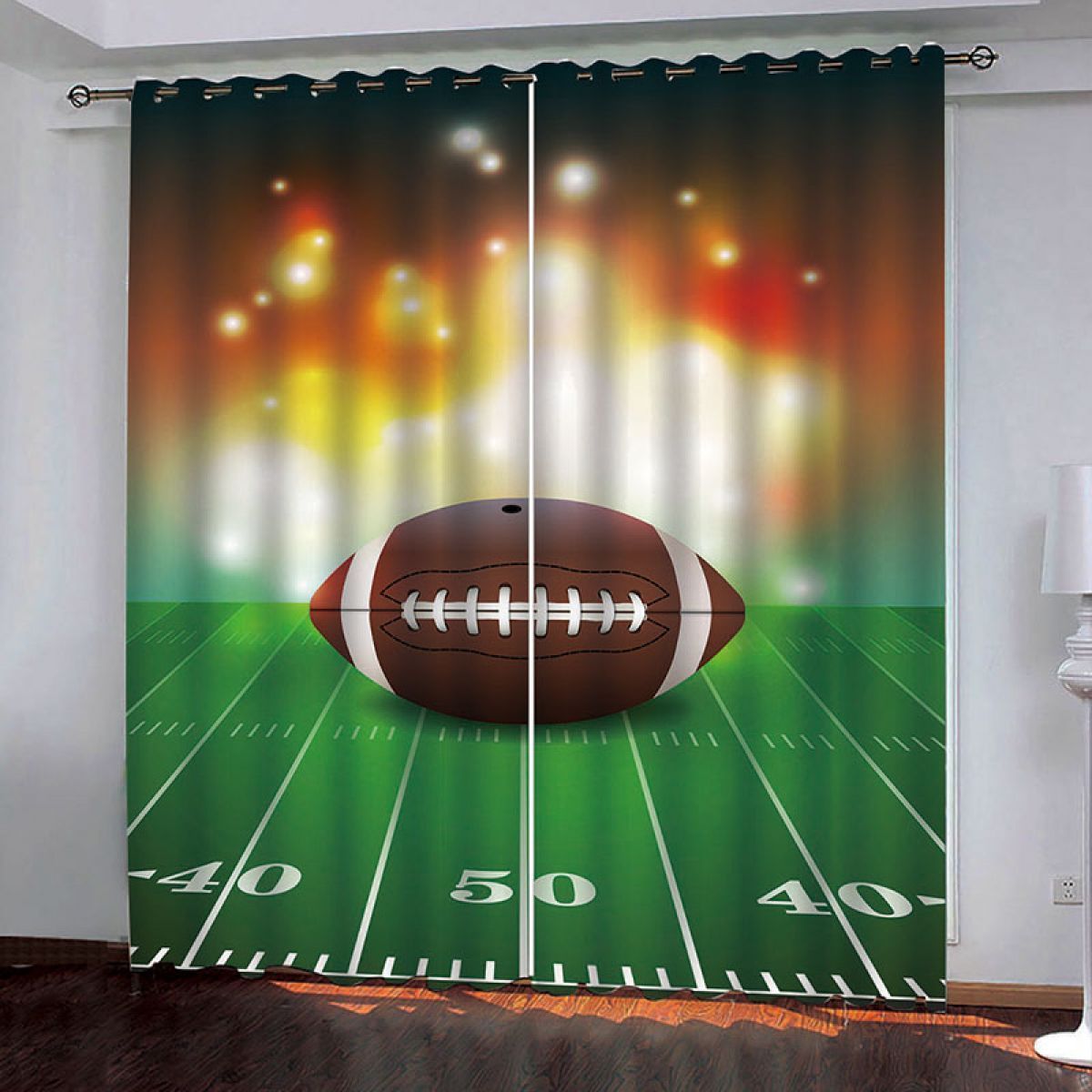 rugby in stadium printed window curtain home decor 8860