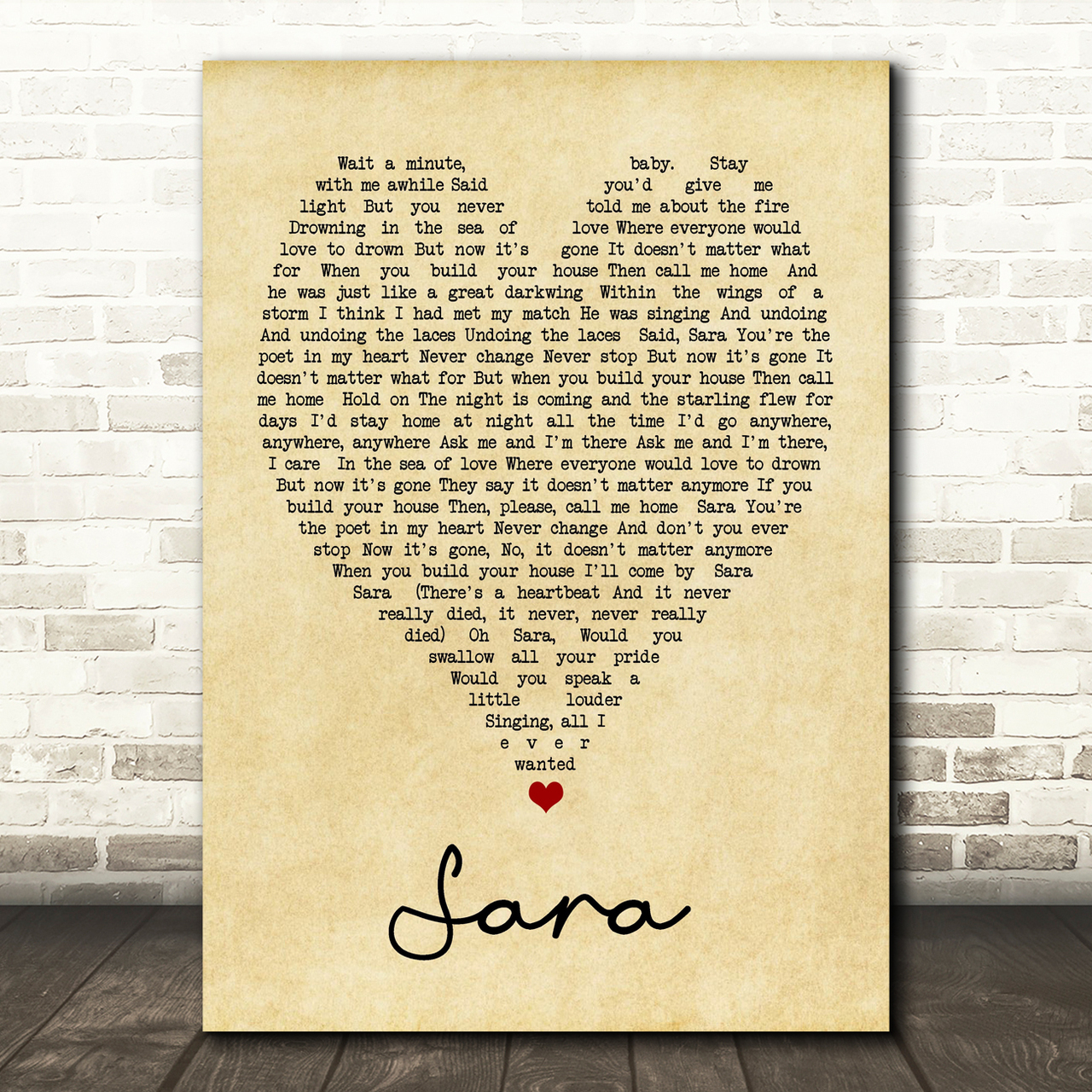 sara fleetwood mac vintage heart quote song lyric print 7528