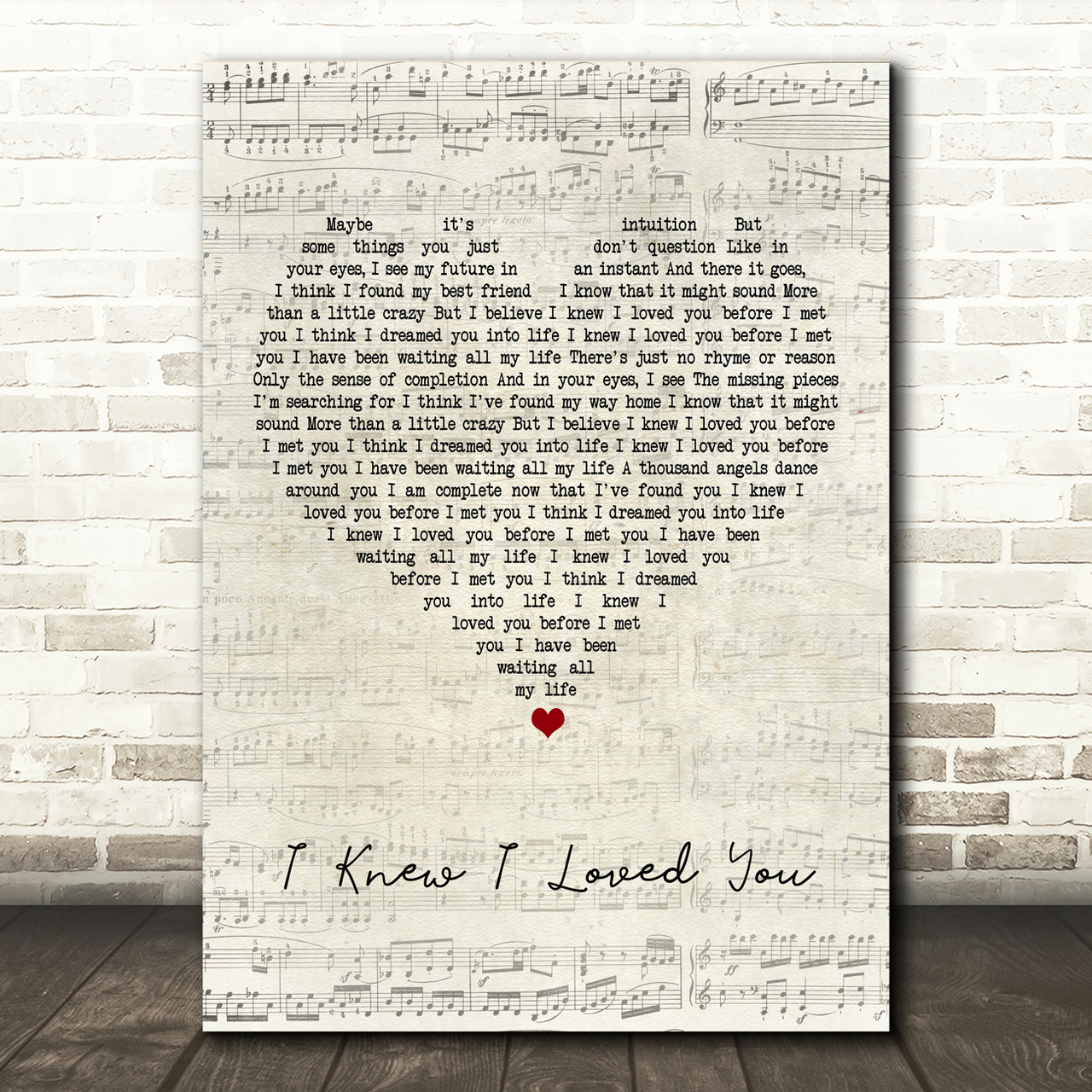 savage garden i knew i loved you script heart song lyric print 7389