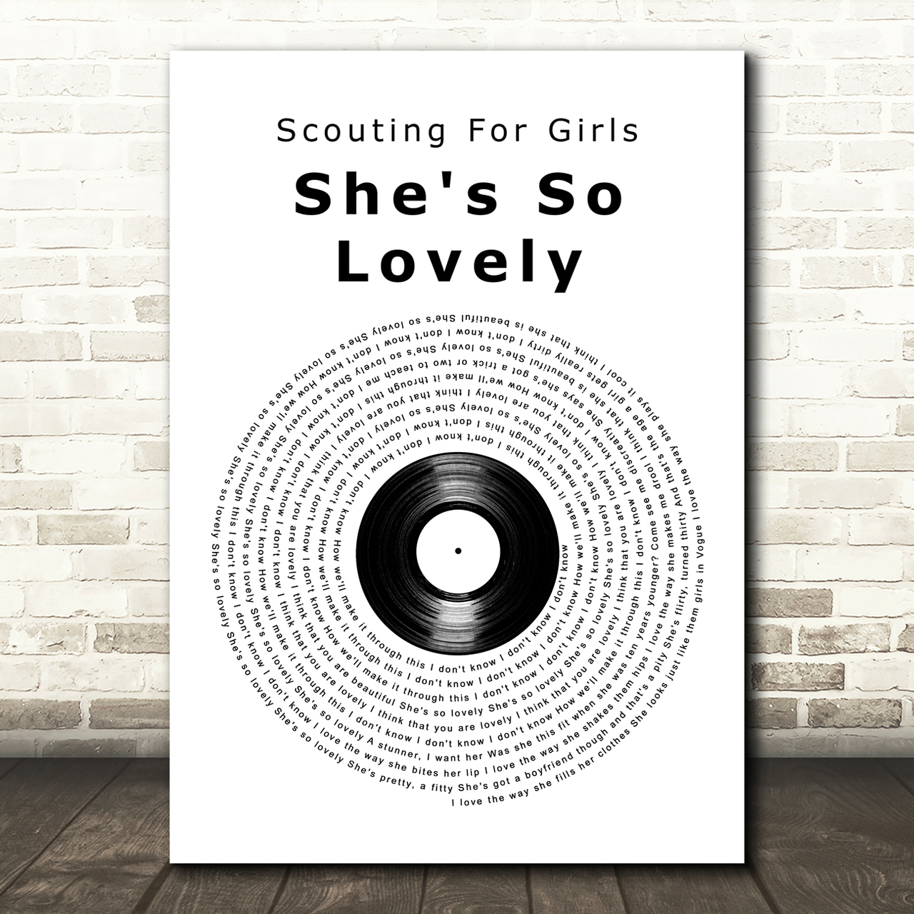 scouting for girls shes so lovely vinyl record song lyric art print 6156