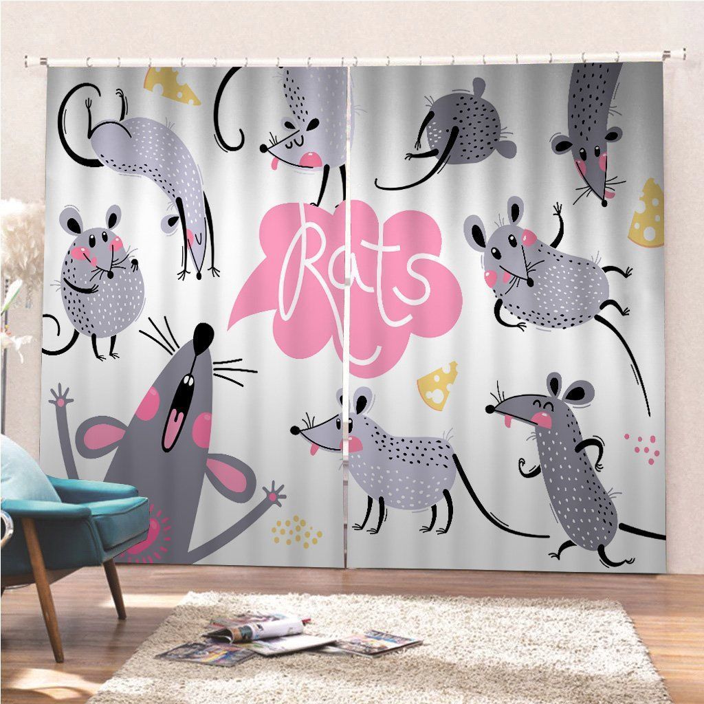 set of funny rats for design printed window curtain 6901