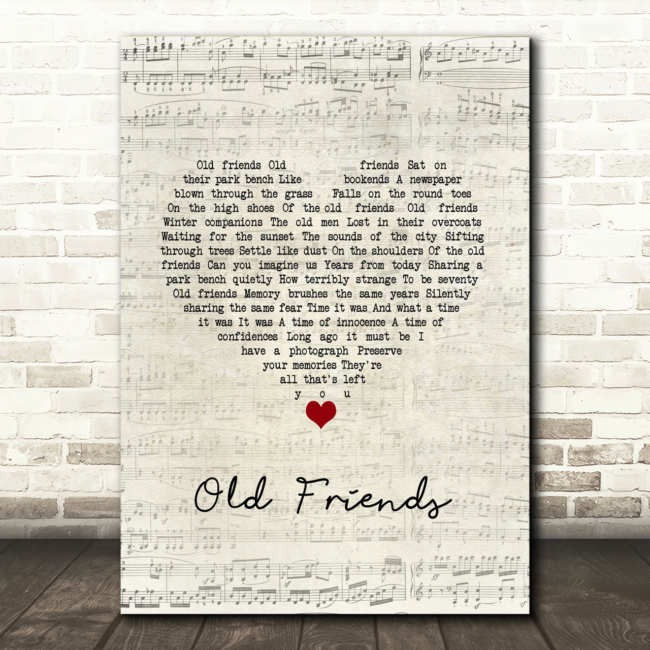 simon garfunkel old friends script heart song lyric wall art print 6644