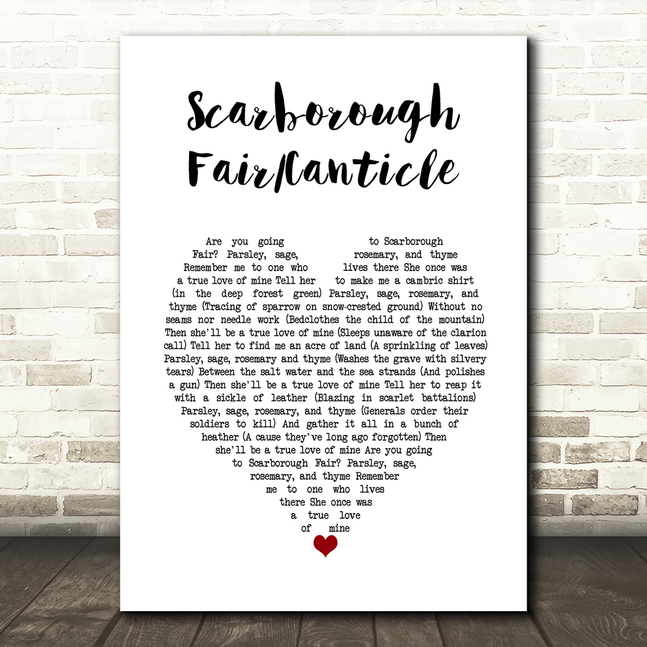 simon garfunkel scarborough faircanticle white heart song lyric art print 2229