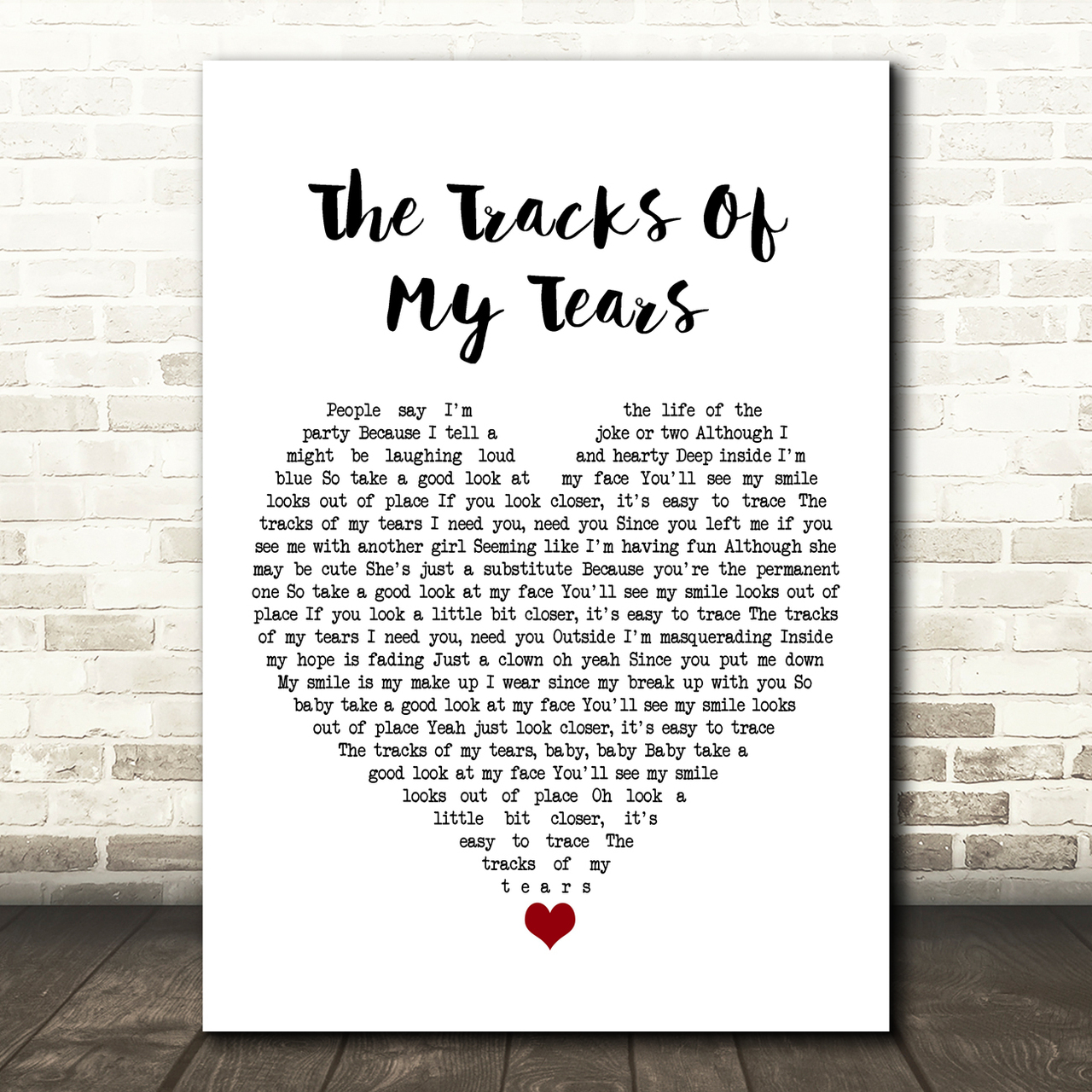smokey robinson the miracles the tracks of my tears white heart song lyric art print 6871