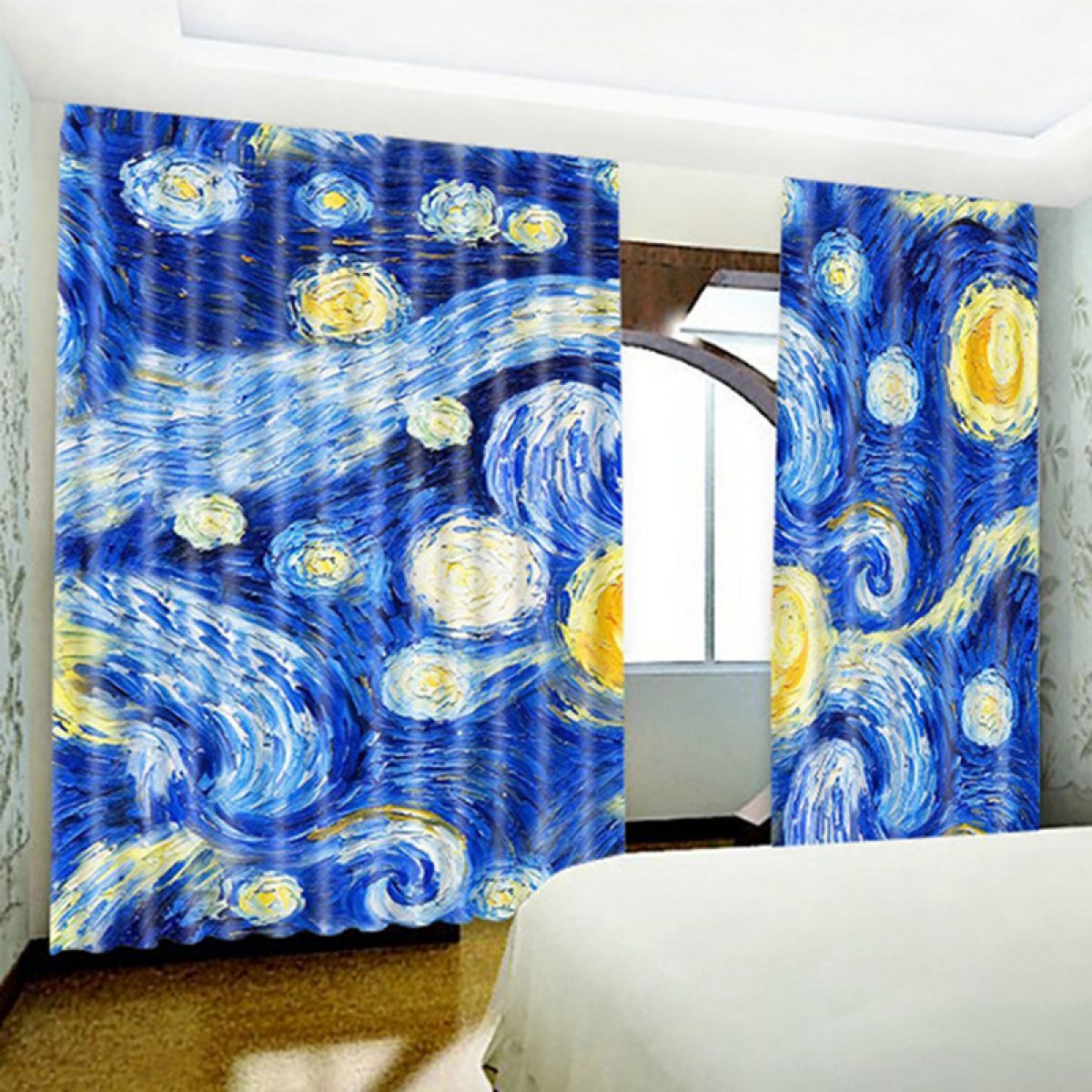 Starry Sky Art Printed Window Curtain Home Decor starry sky art printed window curtain home decor 5639