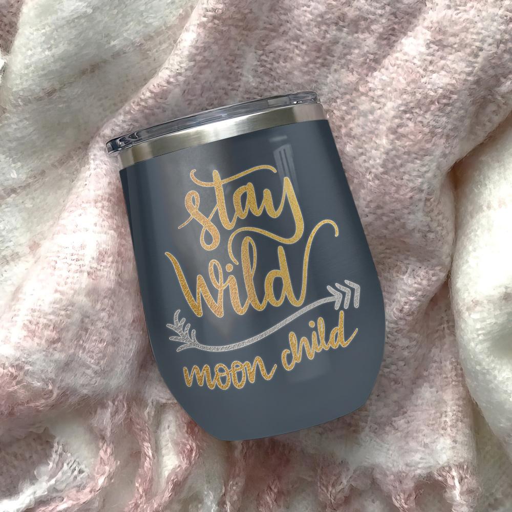stay wind moon child butterfly and mon girl hippie boho wine tumbler hippie gift wine tumbler 7412