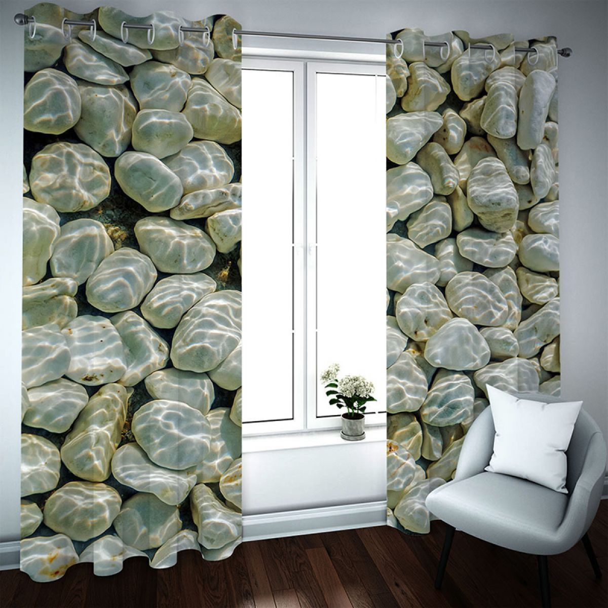 stone pattern printed window curtain home decor 2571