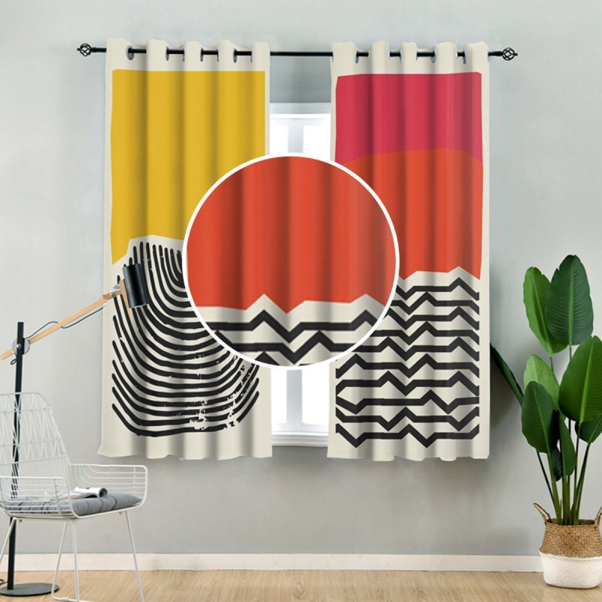 stripes and color printed window curtain home decor 3042