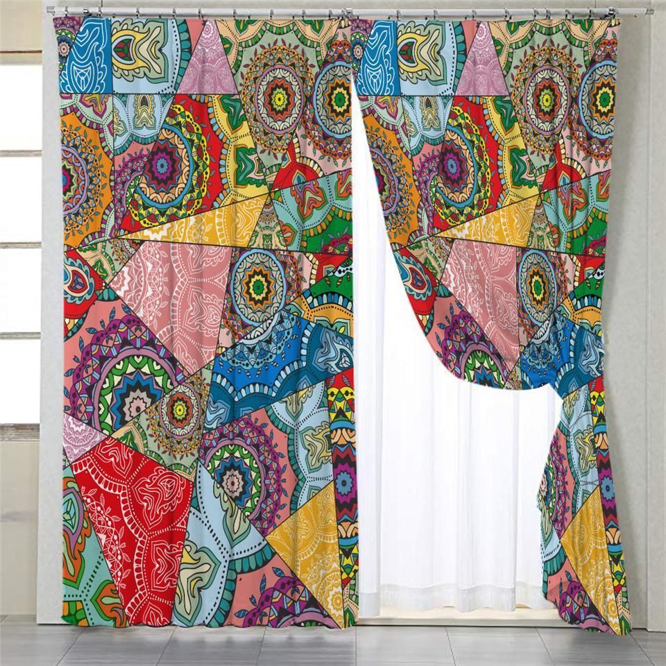 Stylized Mandala Themed Printed Window Curtains Home Decor stylized mandala themed printed window curtains home decor 7352