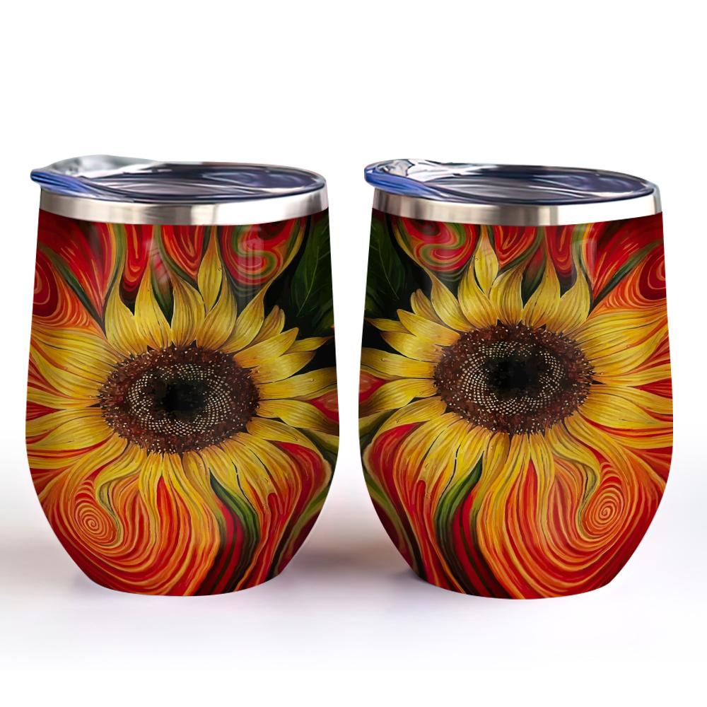 sunflower hippie pattern sunflower wine tumbler hippie sunflower gift wine tumbler 4665