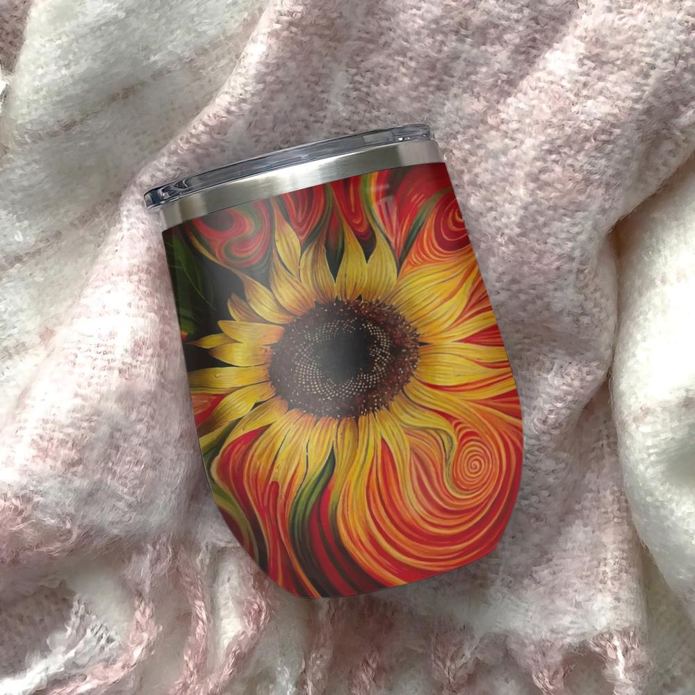 sunflower hippie pattern sunflower wine tumbler hippie sunflower gift wine tumbler 8532