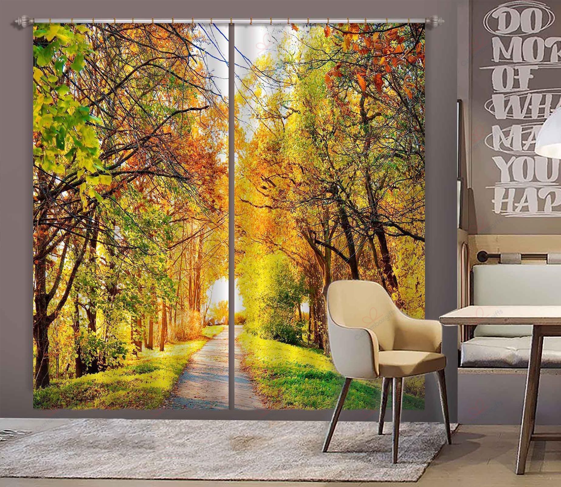 sunny forest printed window curtain home decor 3152