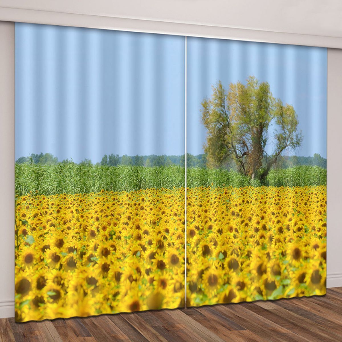 the beauty of sunflower field printed window curtain home decor 1190