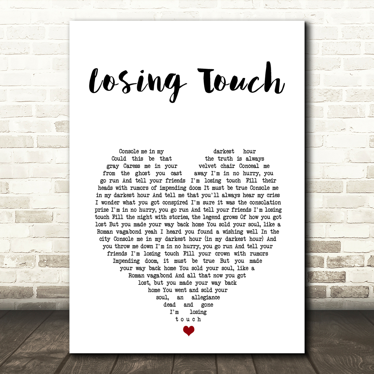 the killers losing touch white heart song lyric art print 3885