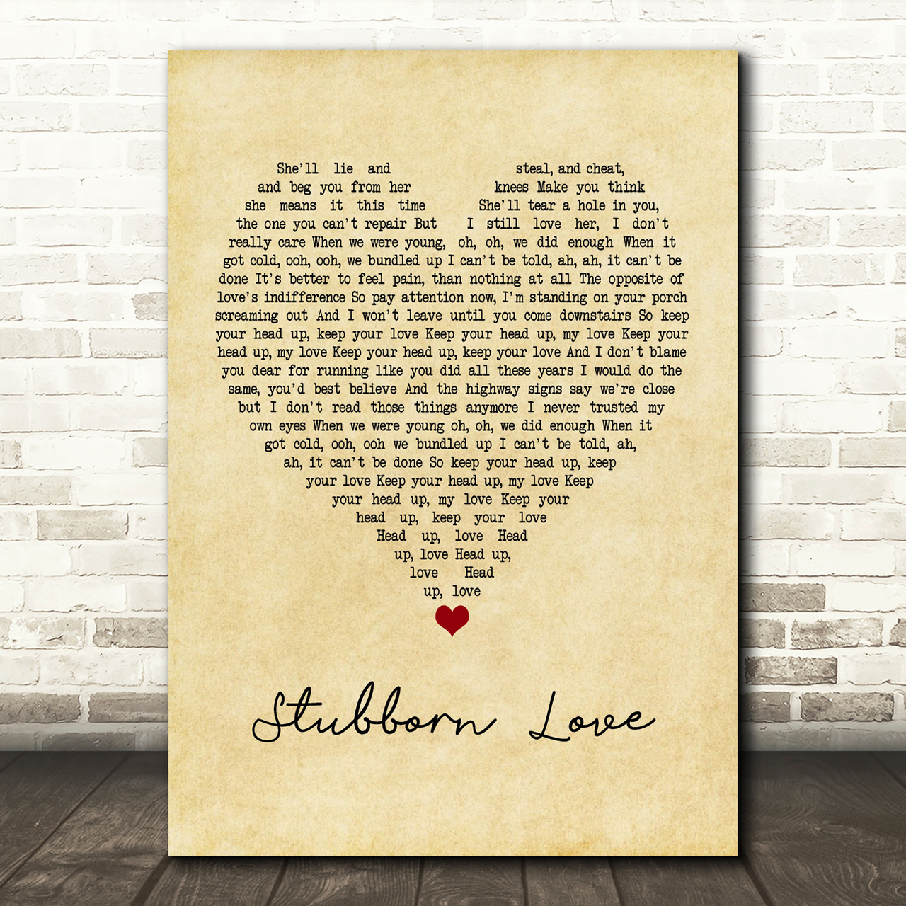 The Lumineers Stubborn Love Vintage Heart Song Lyric Print the lumineers stubborn love vintage heart song lyric print 5686