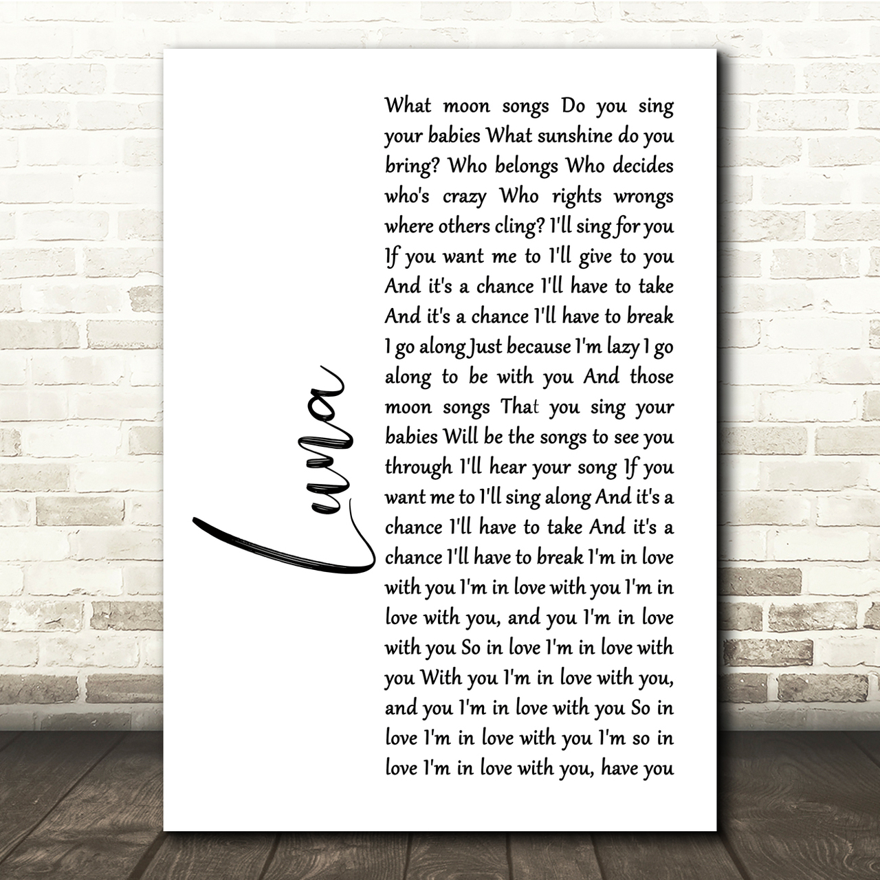 the smashing pumpkins luna white script song lyric music print 2529