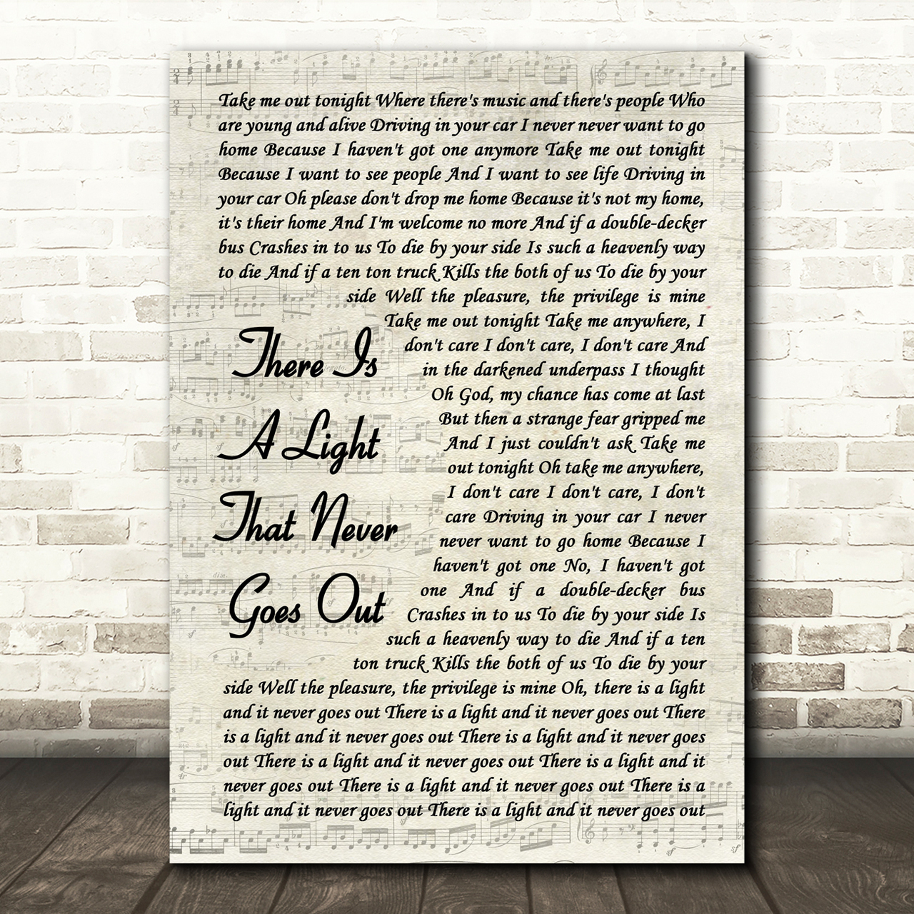 the smiths there is a light that never goes out vintage script song lyric print 3652