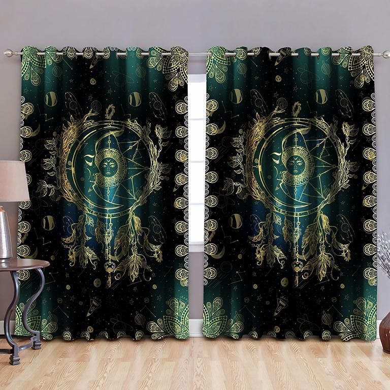 the story between the moon and the sun printed window curtain 7438
