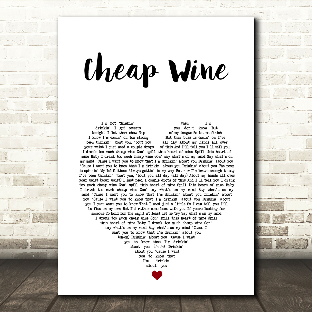 the vamps cheap wine white heart song lyric art print 3786