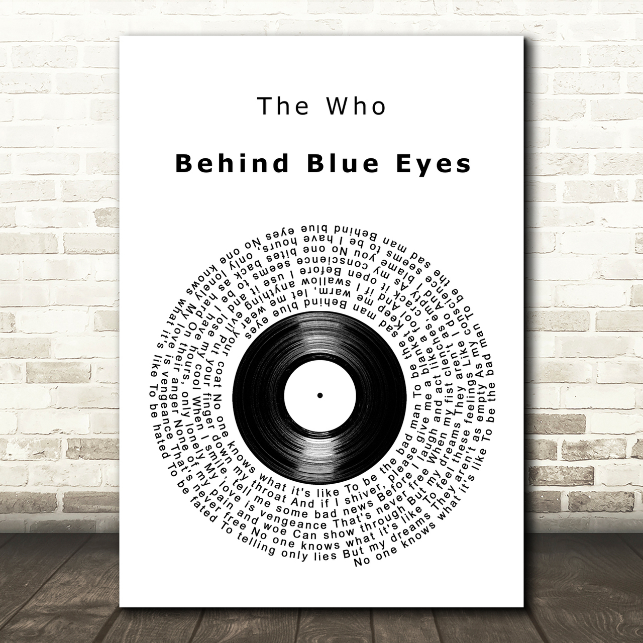 the who behind blue eyes vinyl record song lyric art print 7681