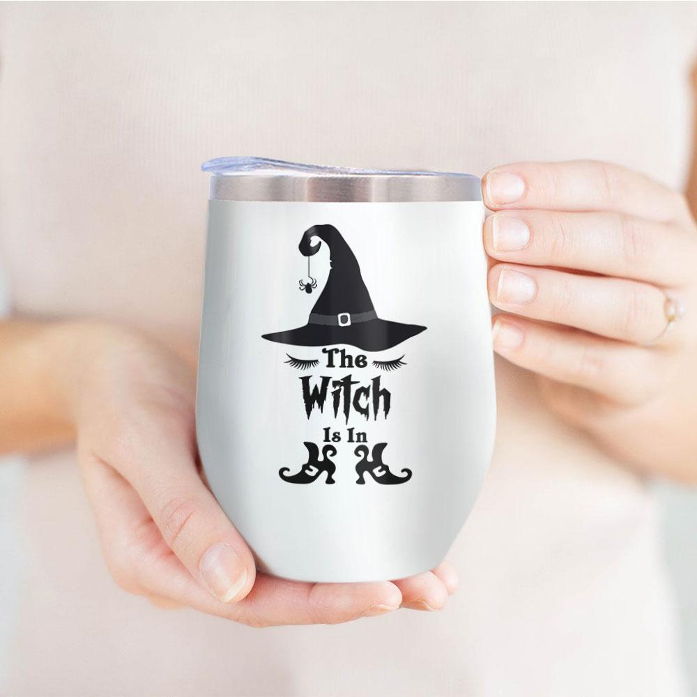 the witch is in boo ghost scary pumpkin trick or treat halloween wine tumbler 3156