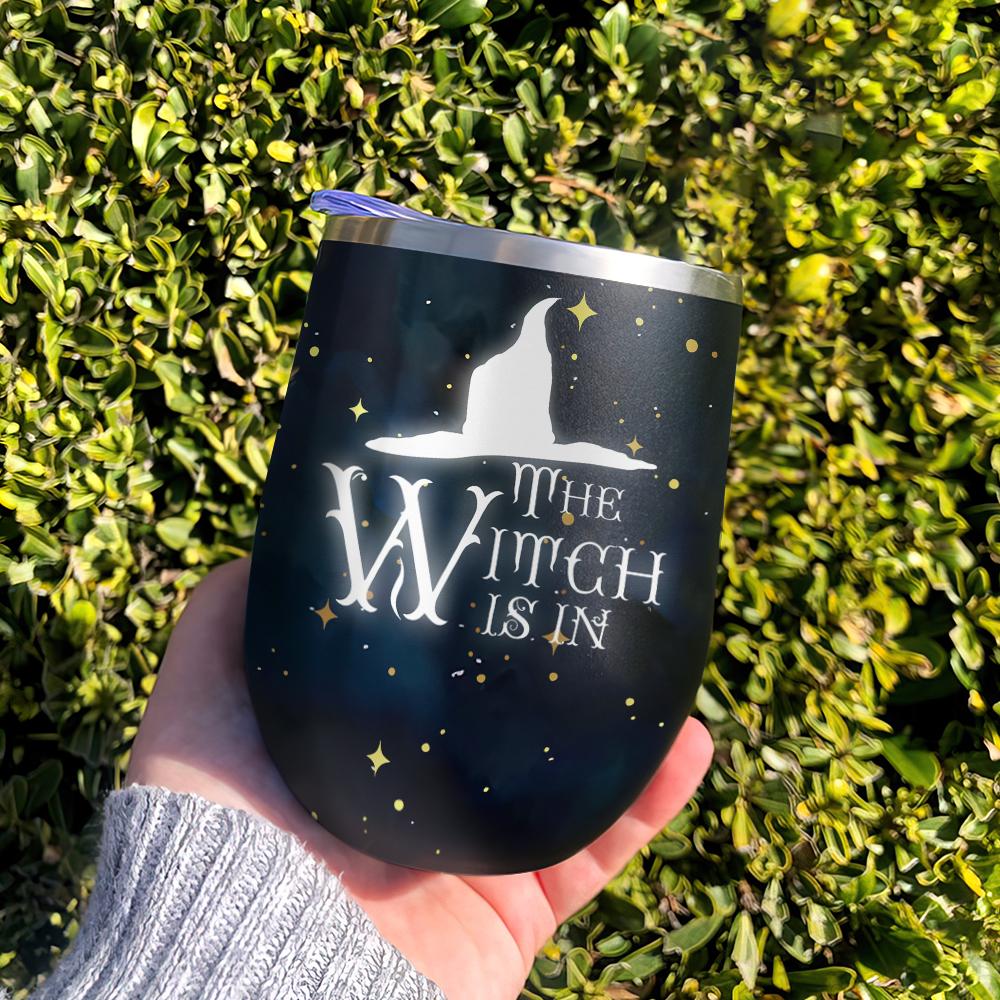 the witch is in boo ghost scary pumpkin trick or treat halloween wine tumbler 6015
