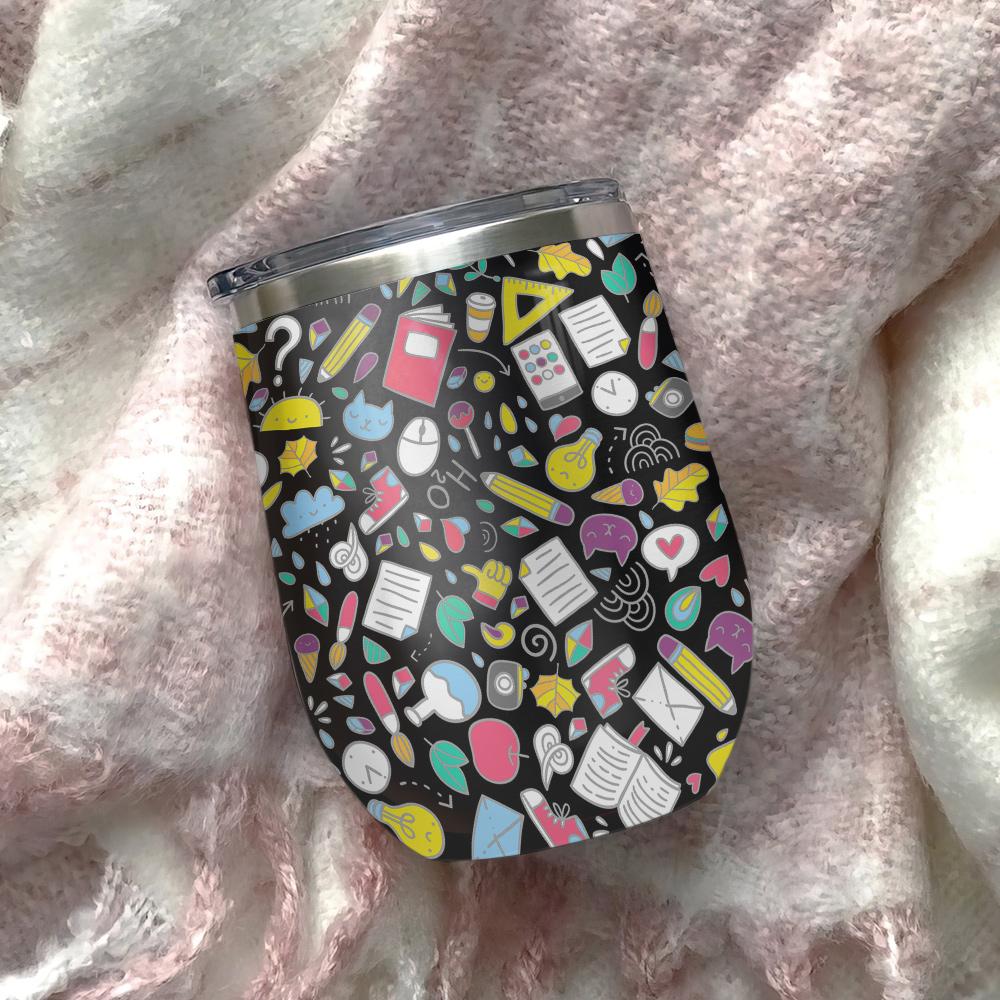 this teacher survived distance learning quarantined 2021 teaching pattern wine tumbler teacher gift wine tumbler 7540