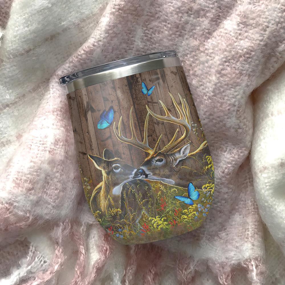 to my husband deer couple deer lover couple gift wine tumbler 2158