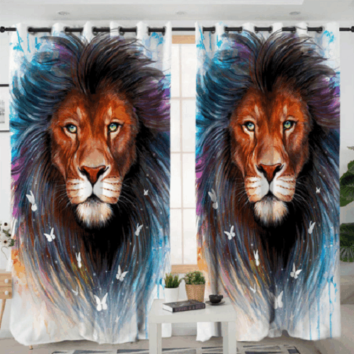tribal lion printed window curtain home decor 3799
