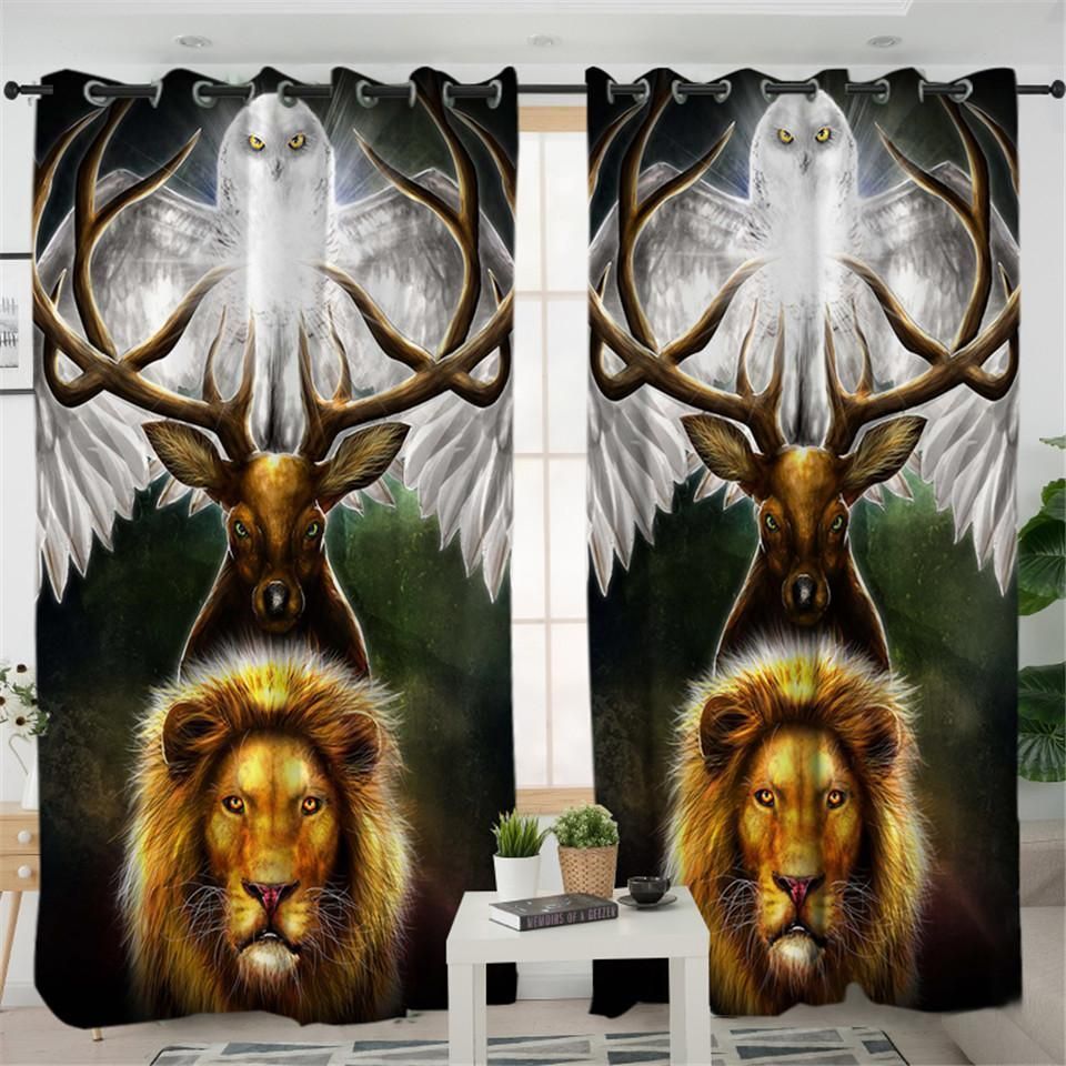 trinity animal printed window curtains home decor 6450
