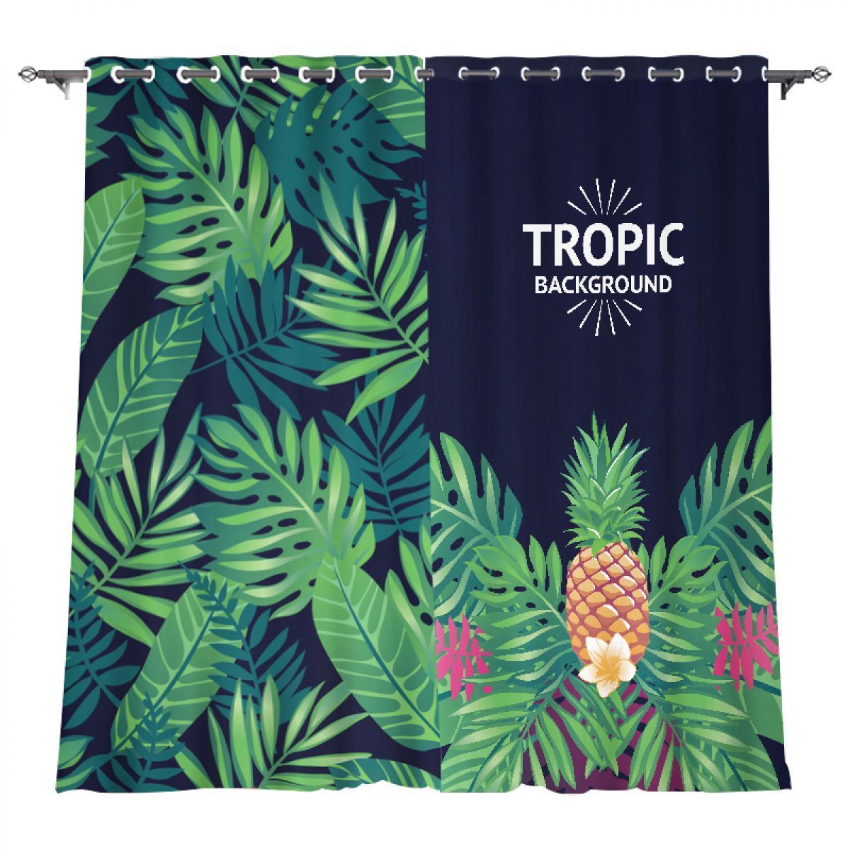 tropic tropical forest and pineapple printed window curtain home decor 2081