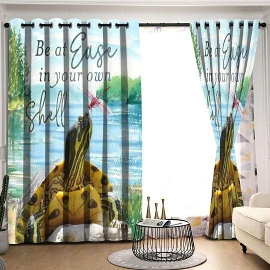 turtle be at ease printed window curtain home decor 5879