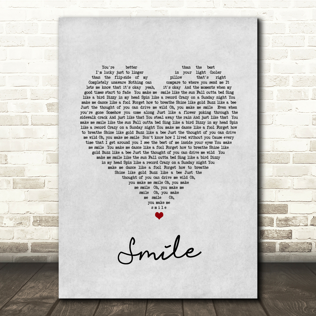 uncle kracker smile grey heart song lyric quote music poster print 4230
