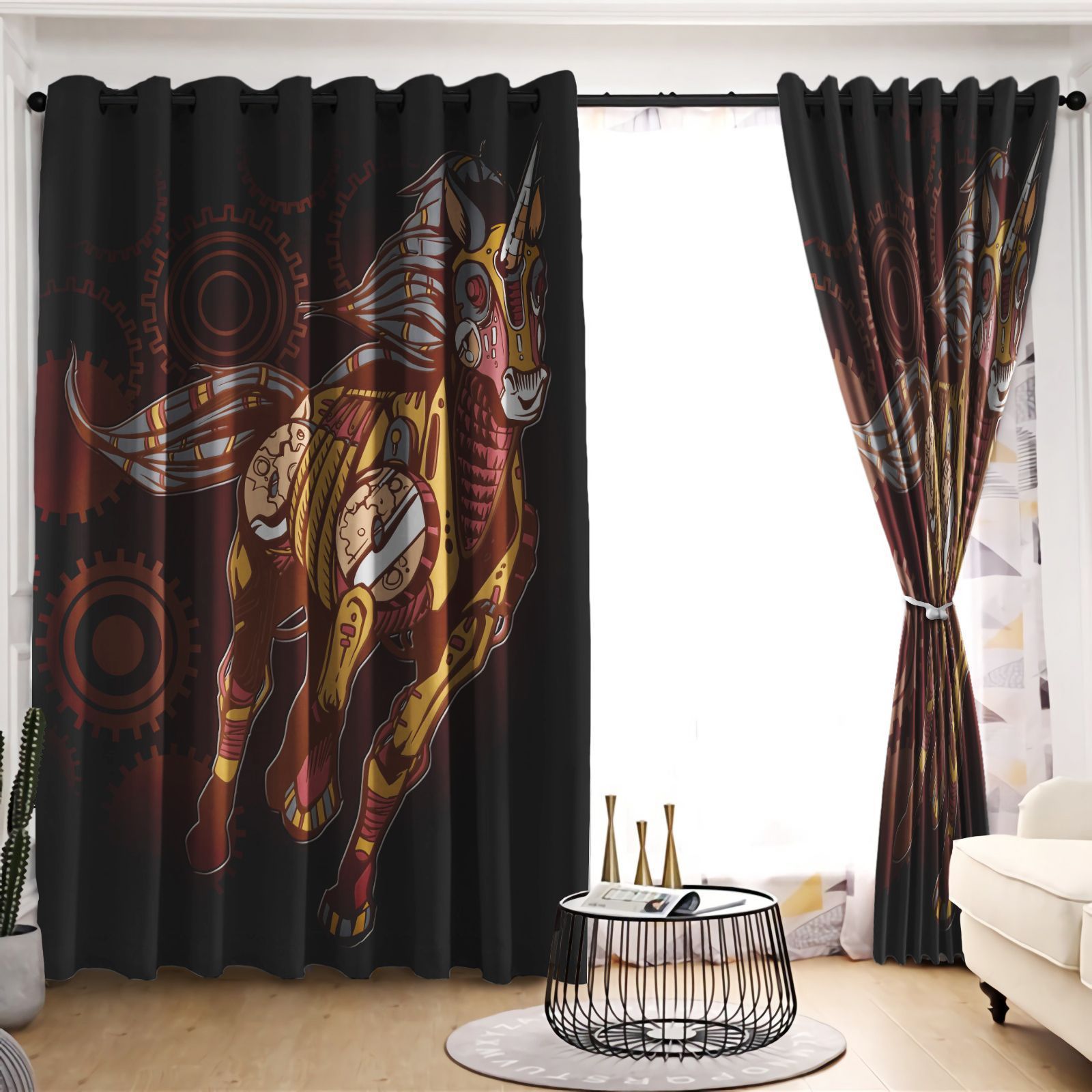 unicorn into the world printed window curtain home decor 5360